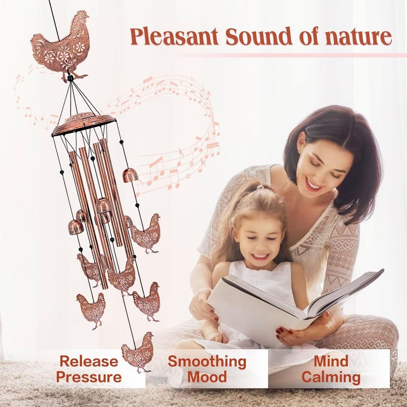 EZTZEN Christmas Gifts for Women Chicken Wind Chimes for Outside,Chicken for Women/Men/Sympathy/Memorial /Birthday Festival Metal windchimes outdoors/Indoors,patio ,Garden Decor,Home,Yard - Image 3